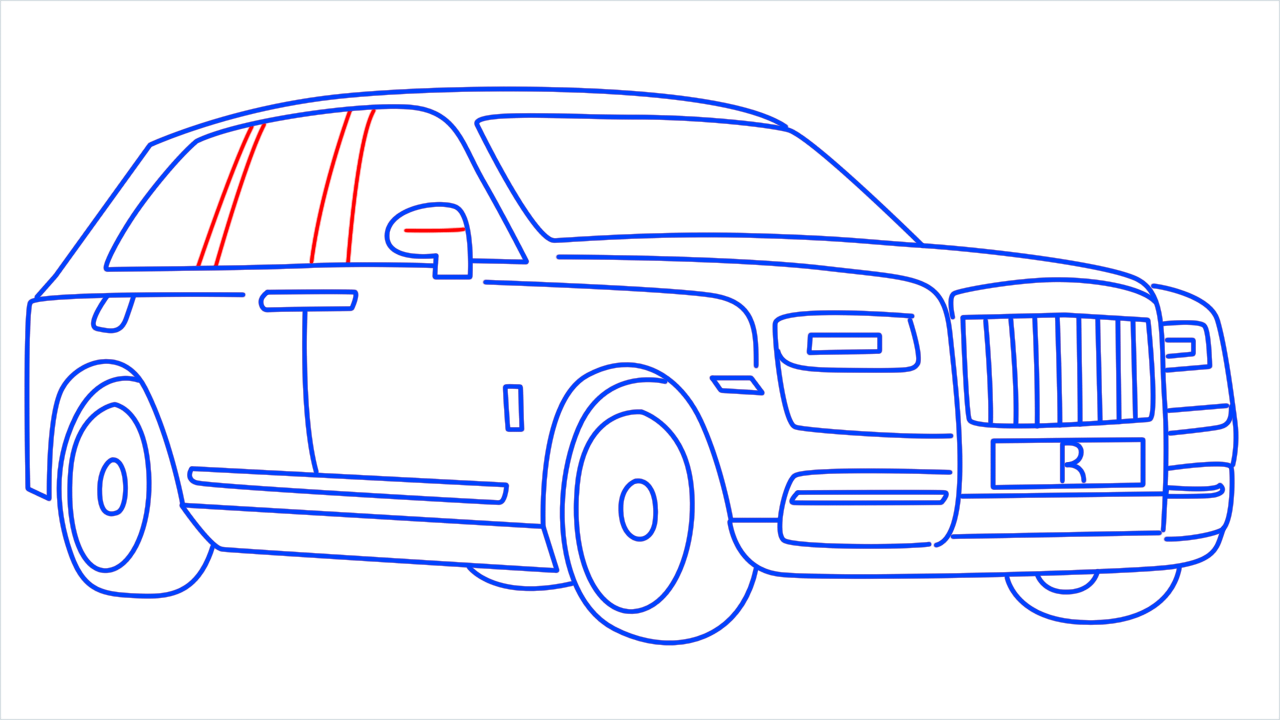How to draw Rolls Royce Cullinan step (13)