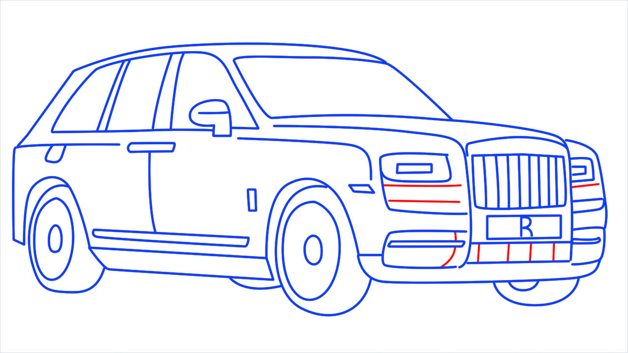 How to draw Rolls Royce Cullinan step (14)