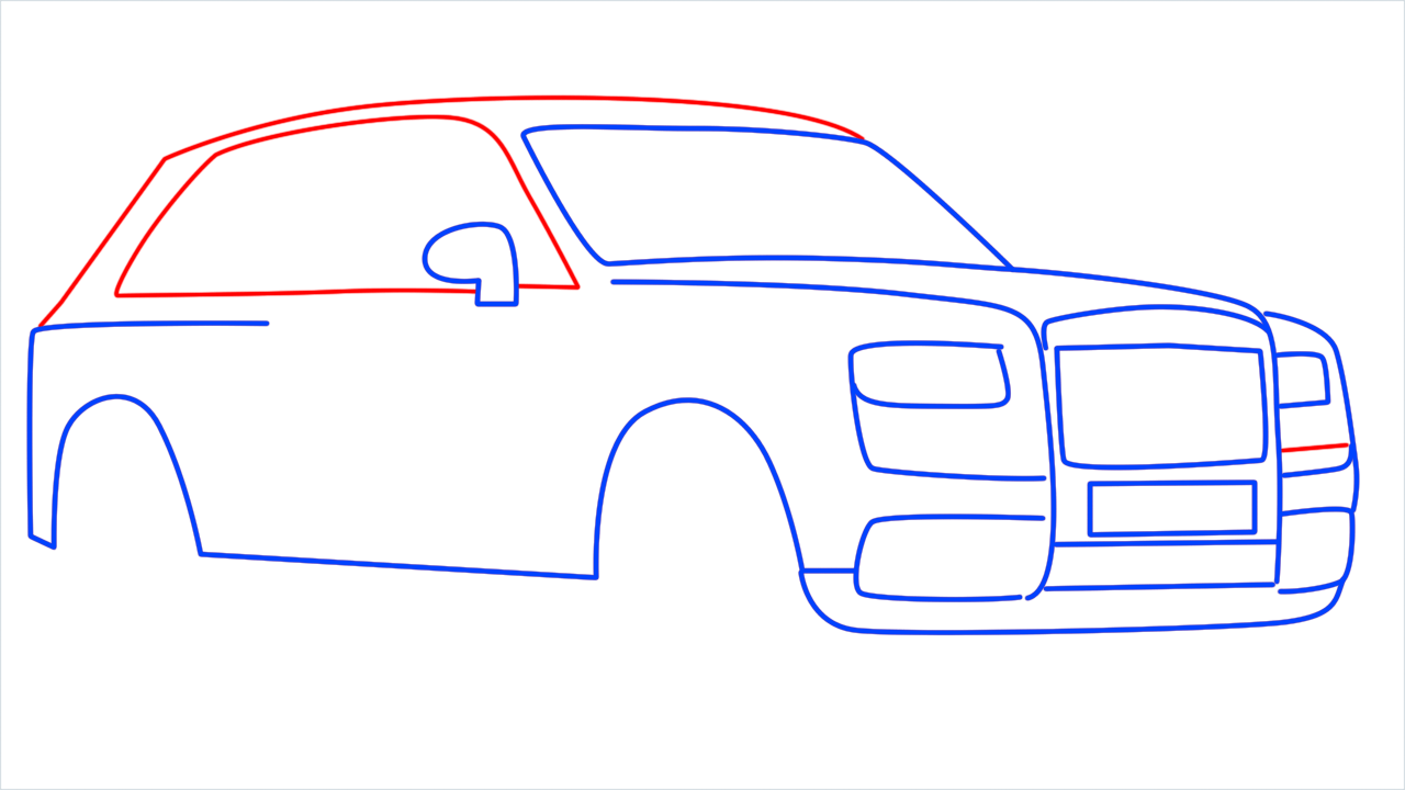 How to draw Rolls Royce Cullinan step (7)