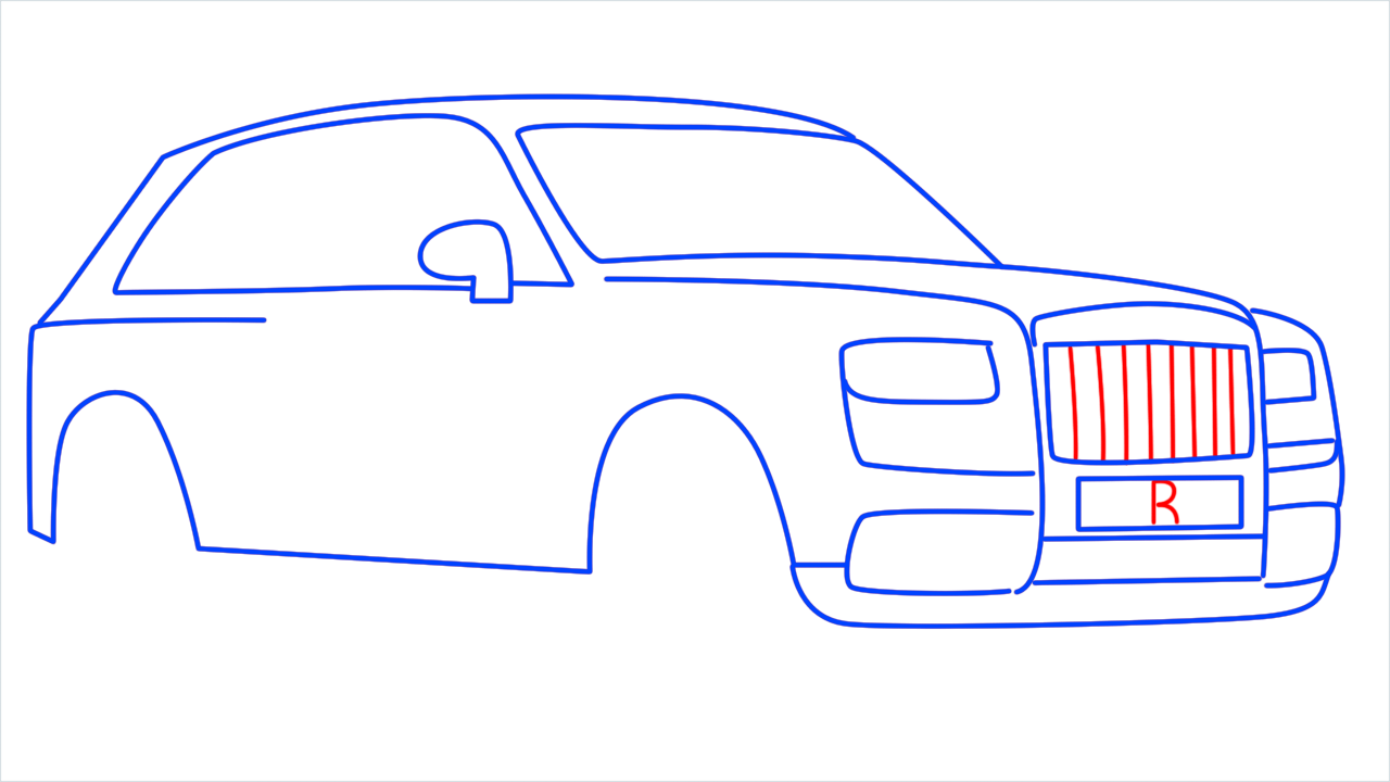 How to draw Rolls Royce Cullinan step (8)