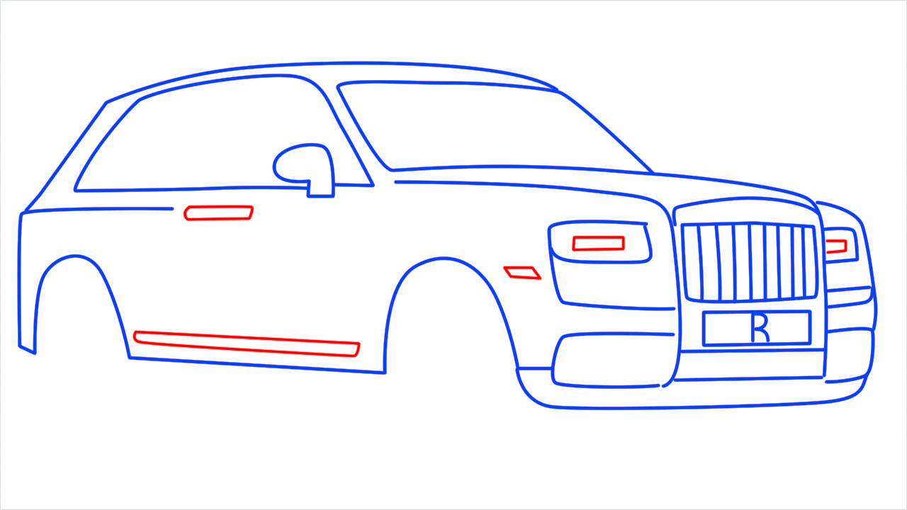 How to draw Rolls Royce Cullinan step (9)