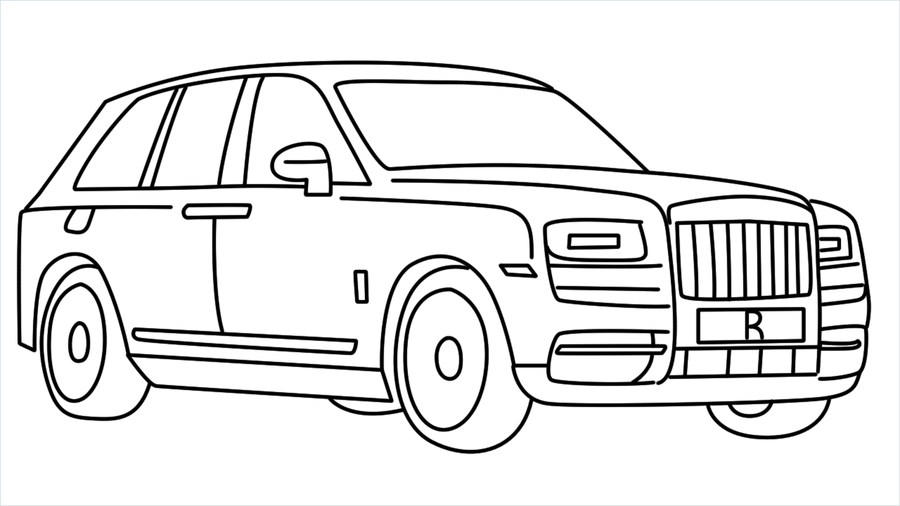 How to draw Rolls Royce Cullinan step by step for beginners