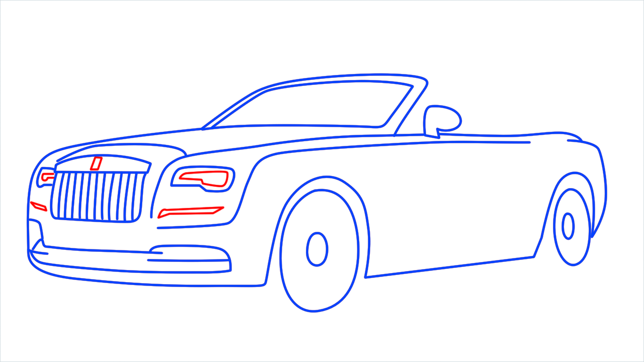 How to draw Rolls Royce Dawn step (10)
