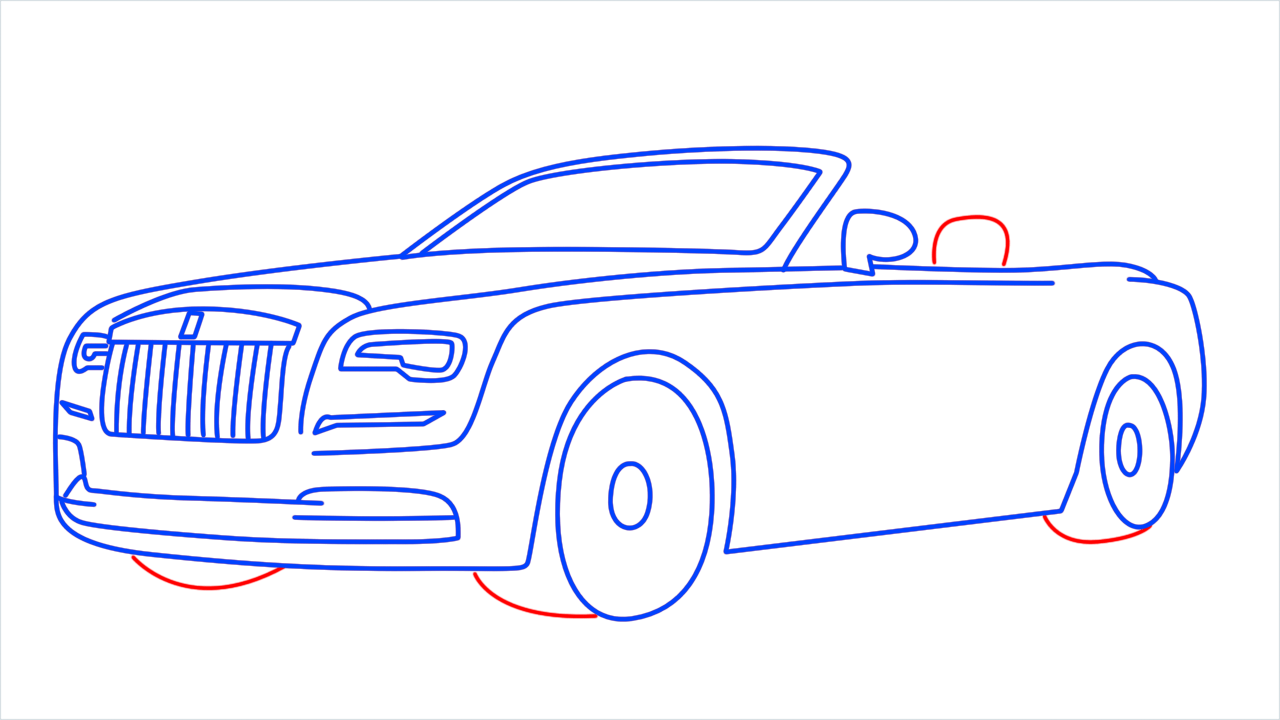 How to draw Rolls Royce Dawn step (11)