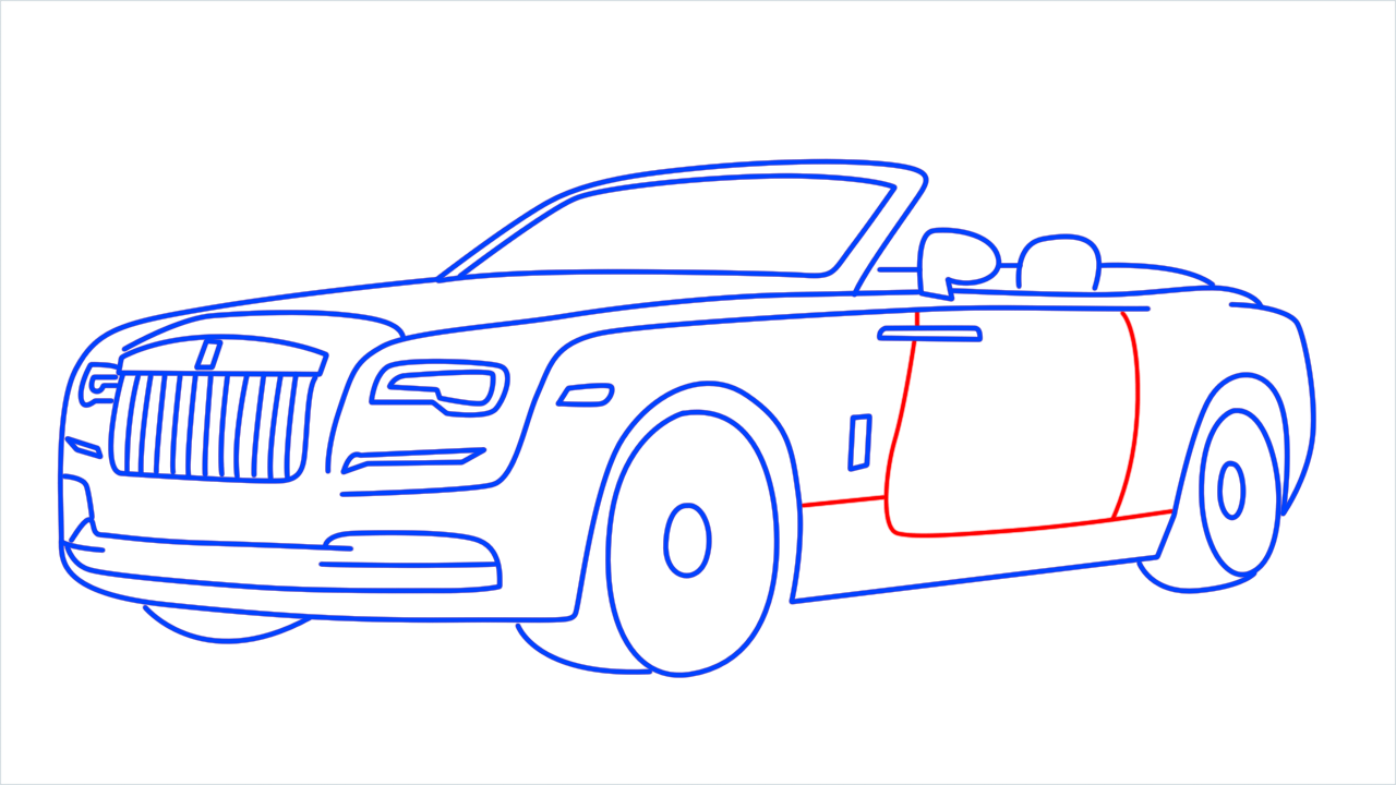 How to draw Rolls Royce Dawn step (13)