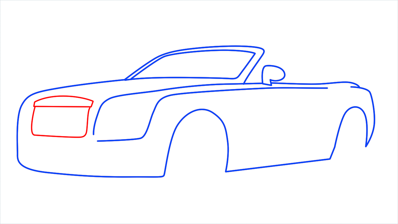 How to draw Rolls Royce Dawn step (6)