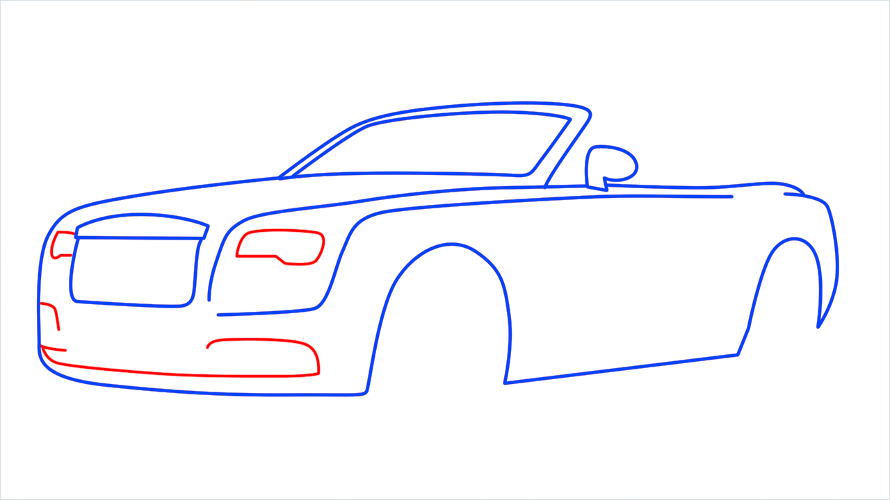 How to draw Rolls Royce Dawn step (7)