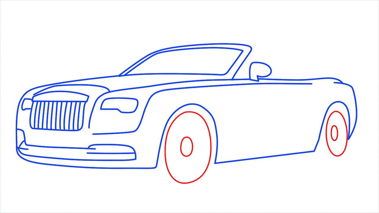 How to draw Rolls Royce Dawn step (9)