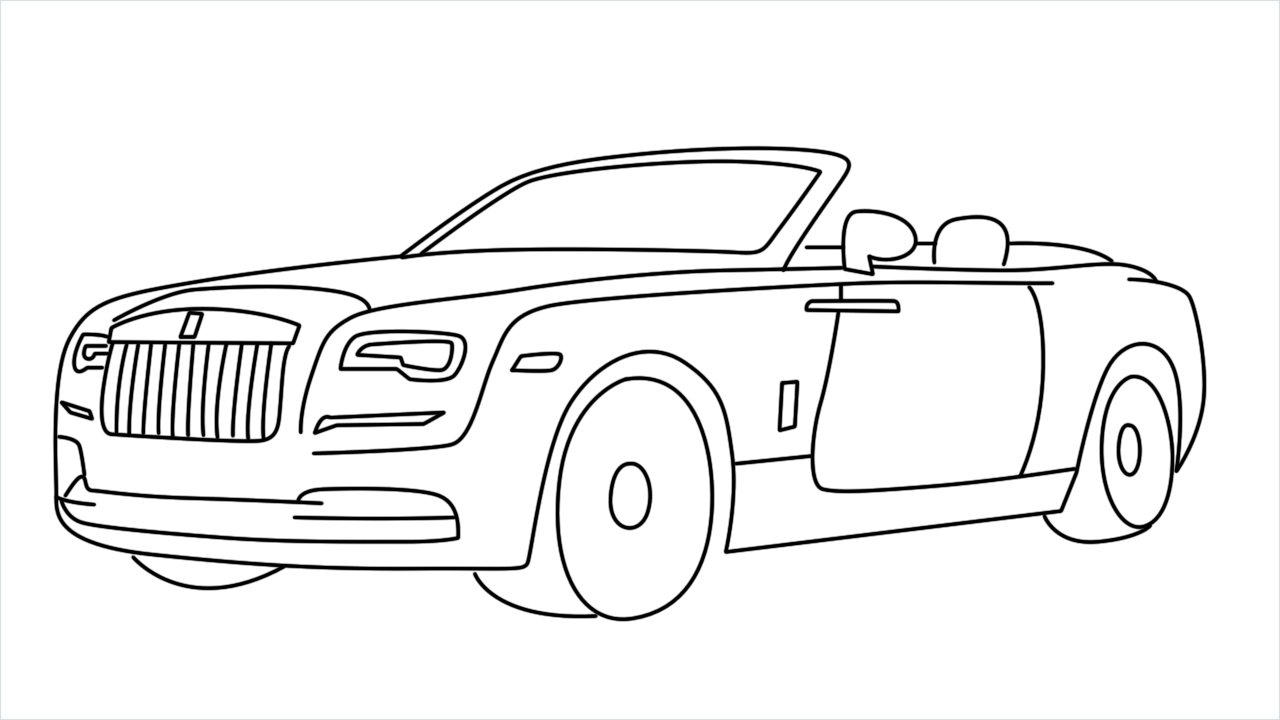 How to draw Rolls Royce Dawn step by step for beginners