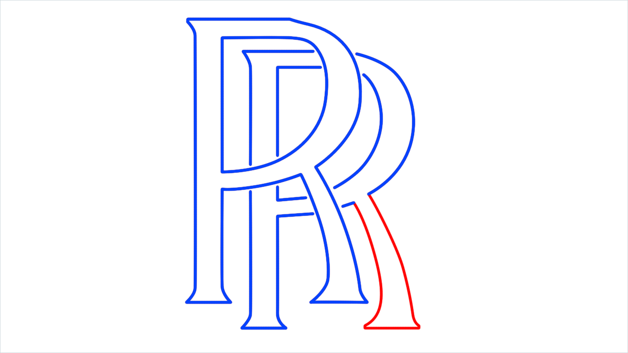 How to draw Rolls Royce Logo step (8)
