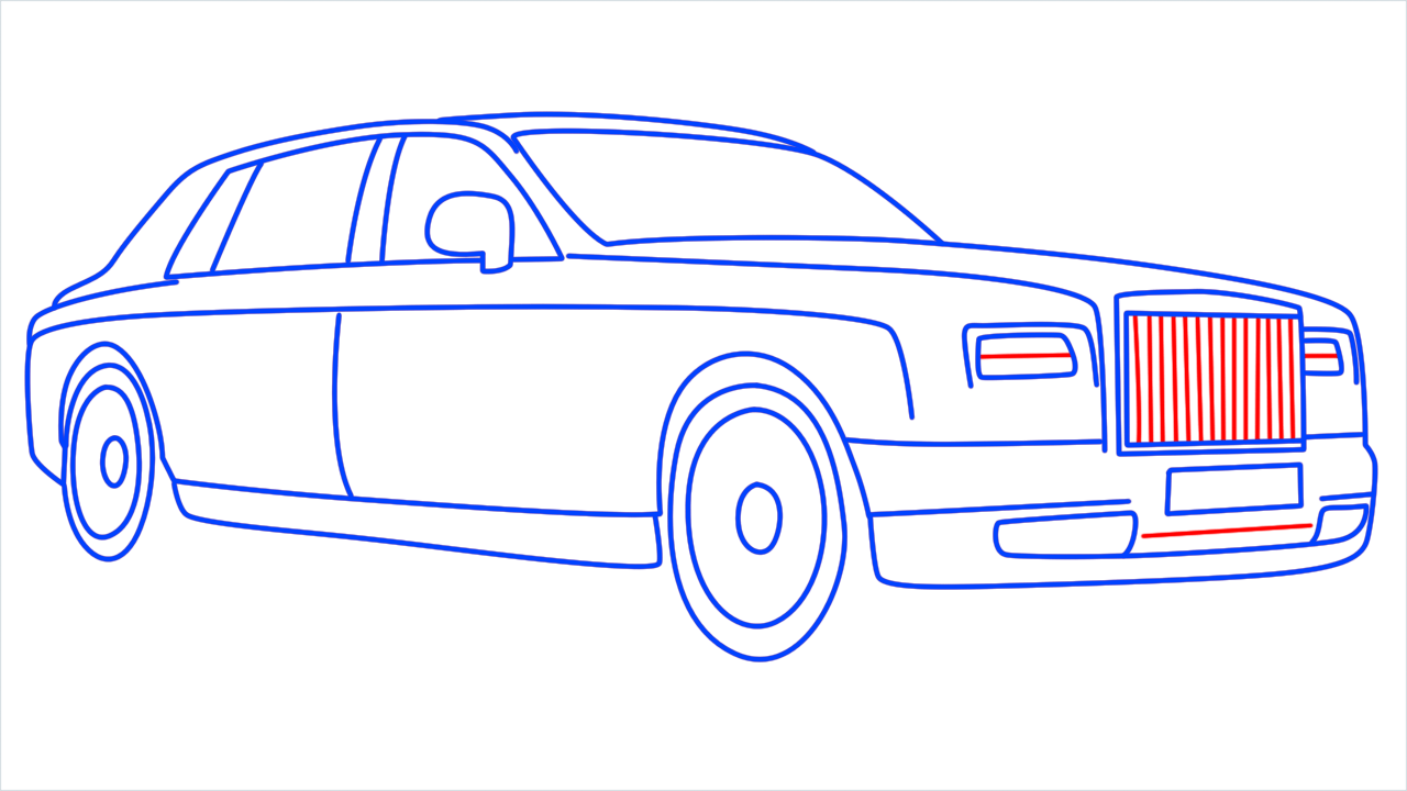 How to draw Rolls Royce Phantom step (11)