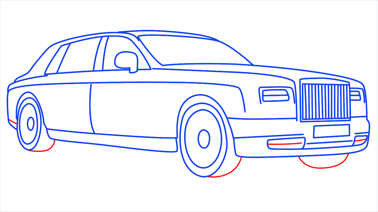 How to draw Rolls Royce Phantom step (12)