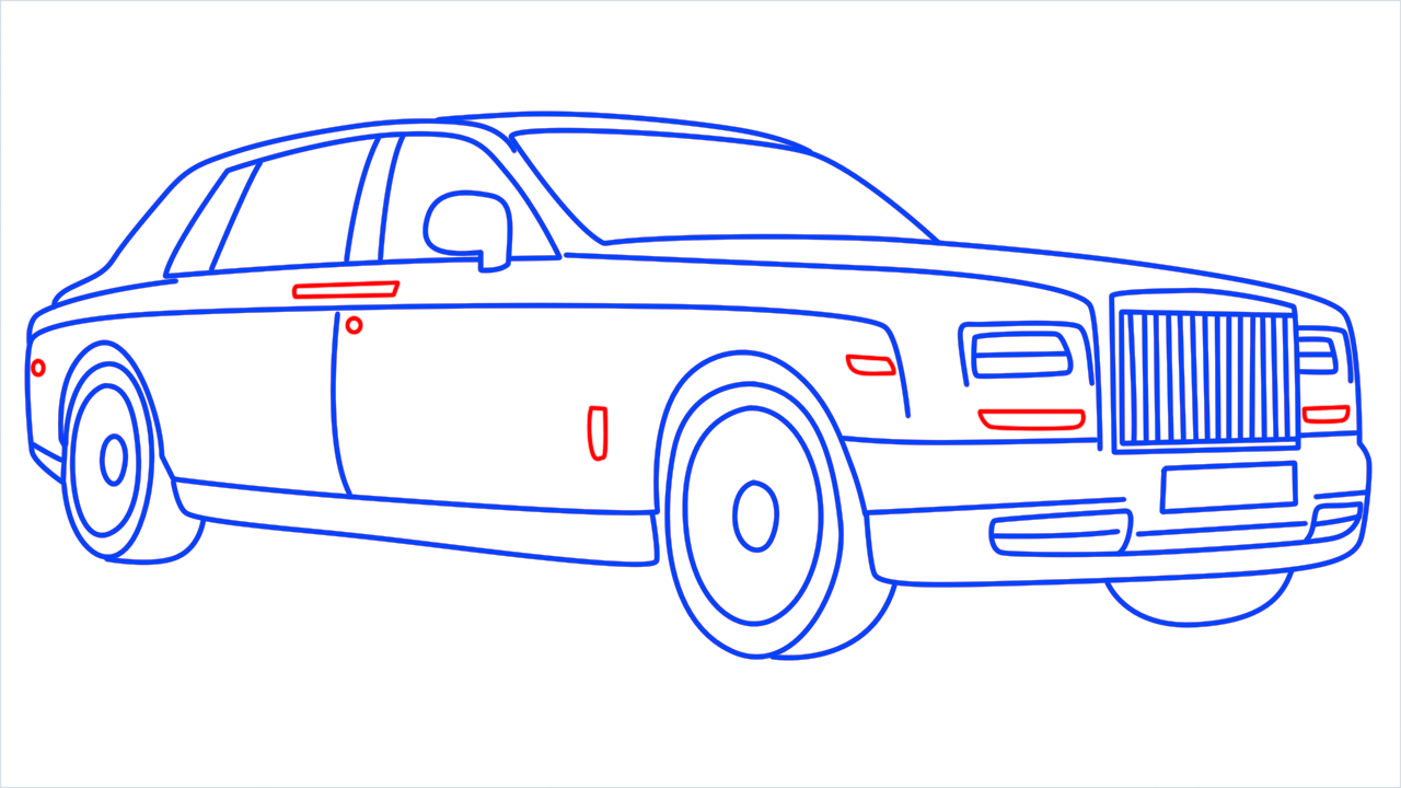 How to draw Rolls Royce Phantom step (13)