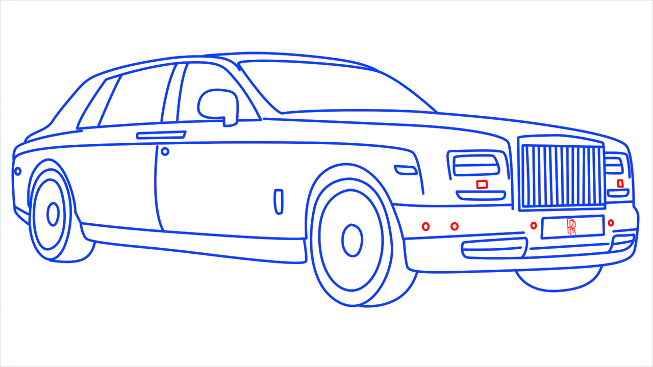 How to draw Rolls Royce Phantom step (14)