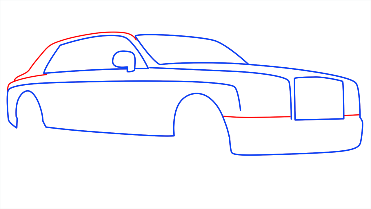How to draw Rolls Royce Phantom step (6)