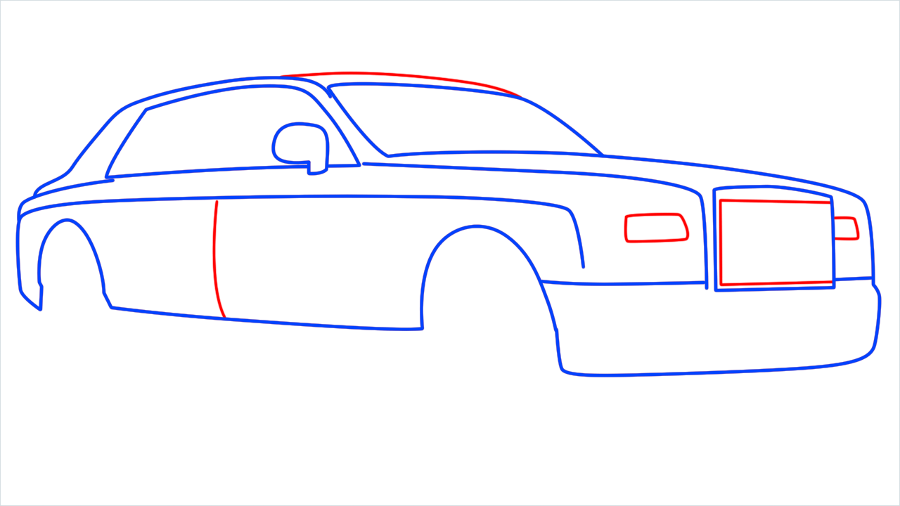 How to draw Rolls Royce Phantom step (7)