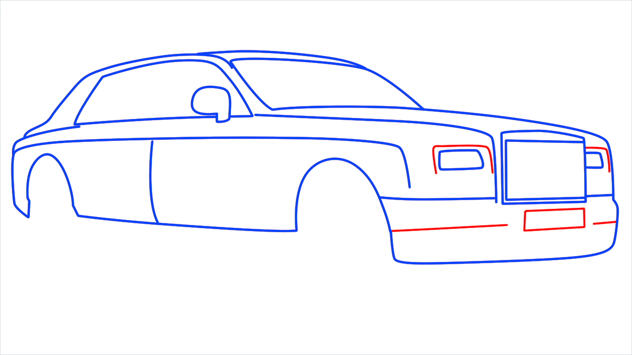 How to draw Rolls Royce Phantom step (8)
