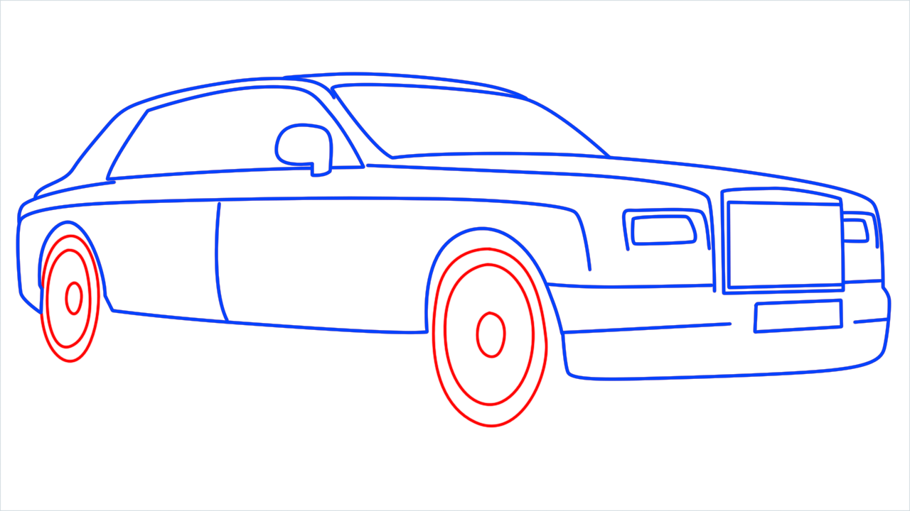How to draw Rolls Royce Phantom step (9)