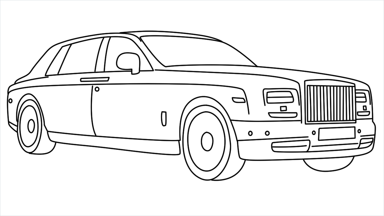 How to draw Rolls Royce Phantom step by step for beginners