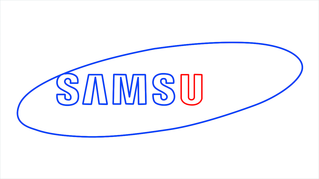 How to draw Samsung Logo step (6)