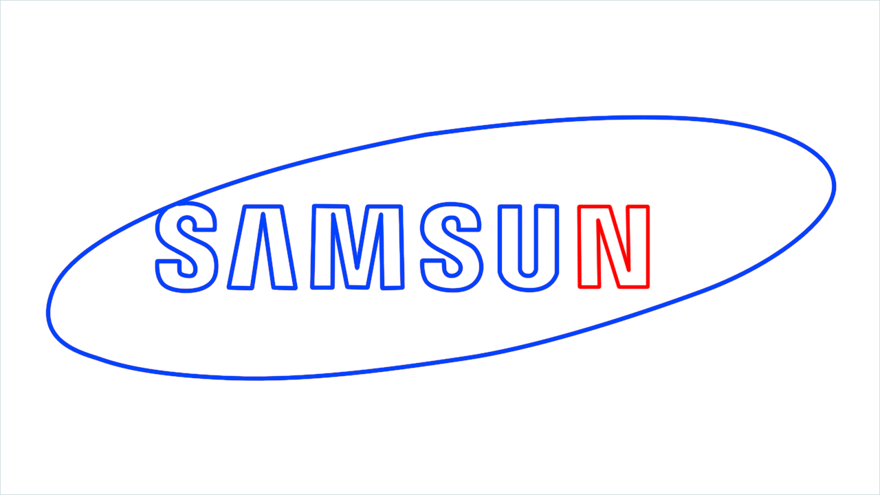 How to draw Samsung Logo step (7)