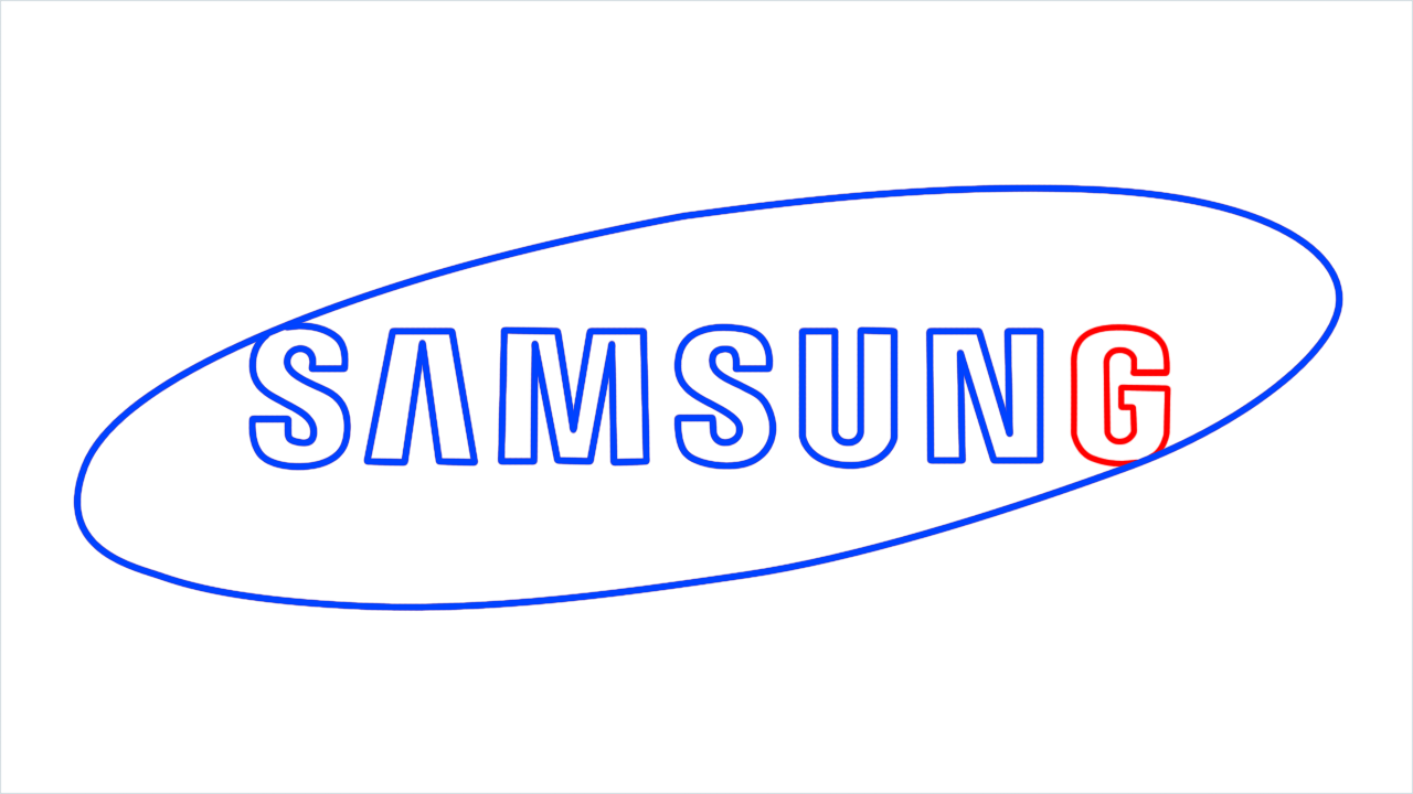 How to draw Samsung Logo step (8)