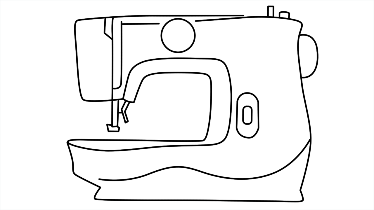 How to draw Sewing machine step by step for beginners