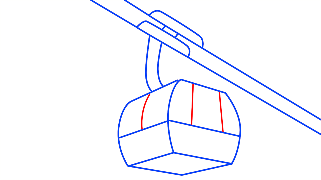 How to draw Ski Lift step (8)