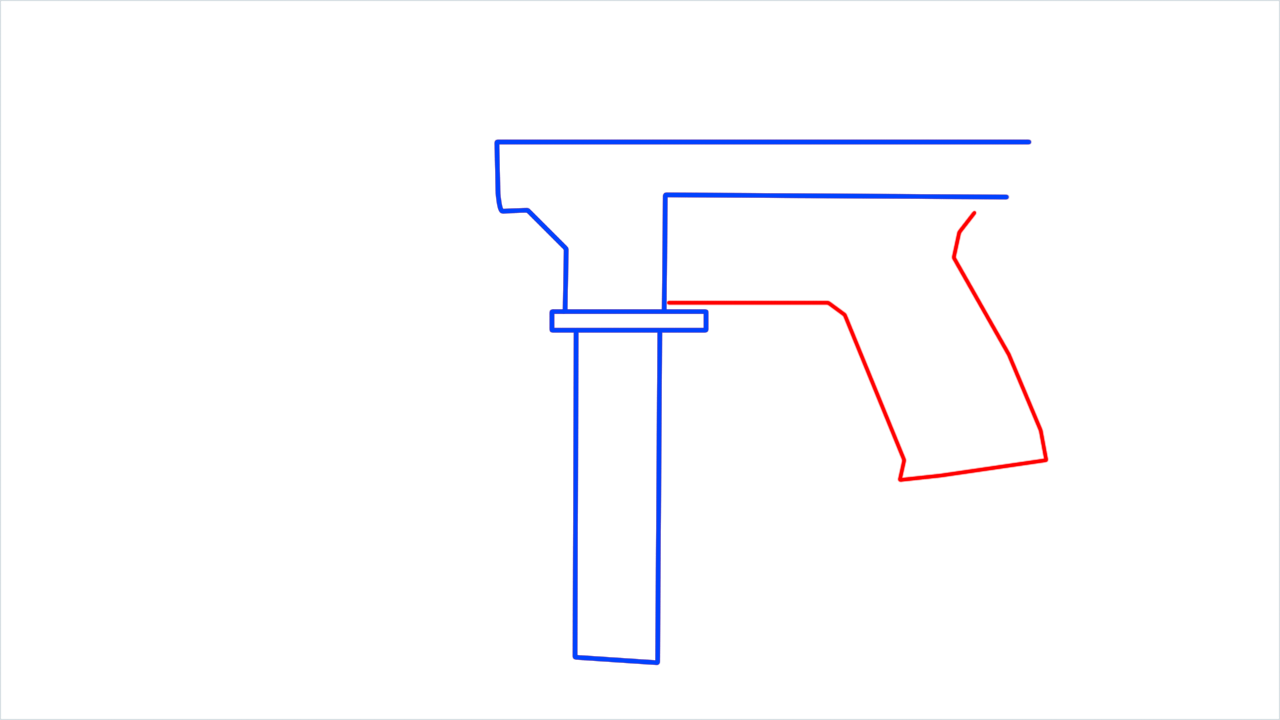 How to draw Tec 9 gun from Call of Duty step (4)