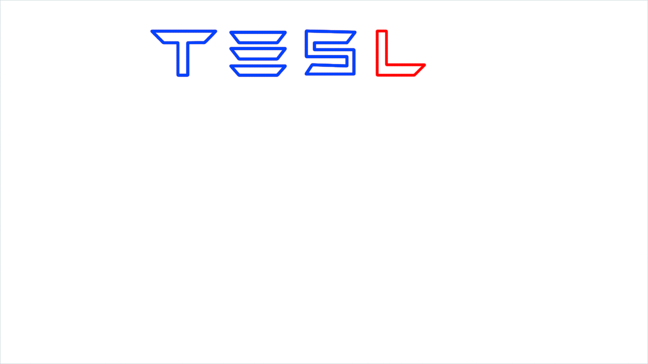 How to draw Tesla Logo step (4)