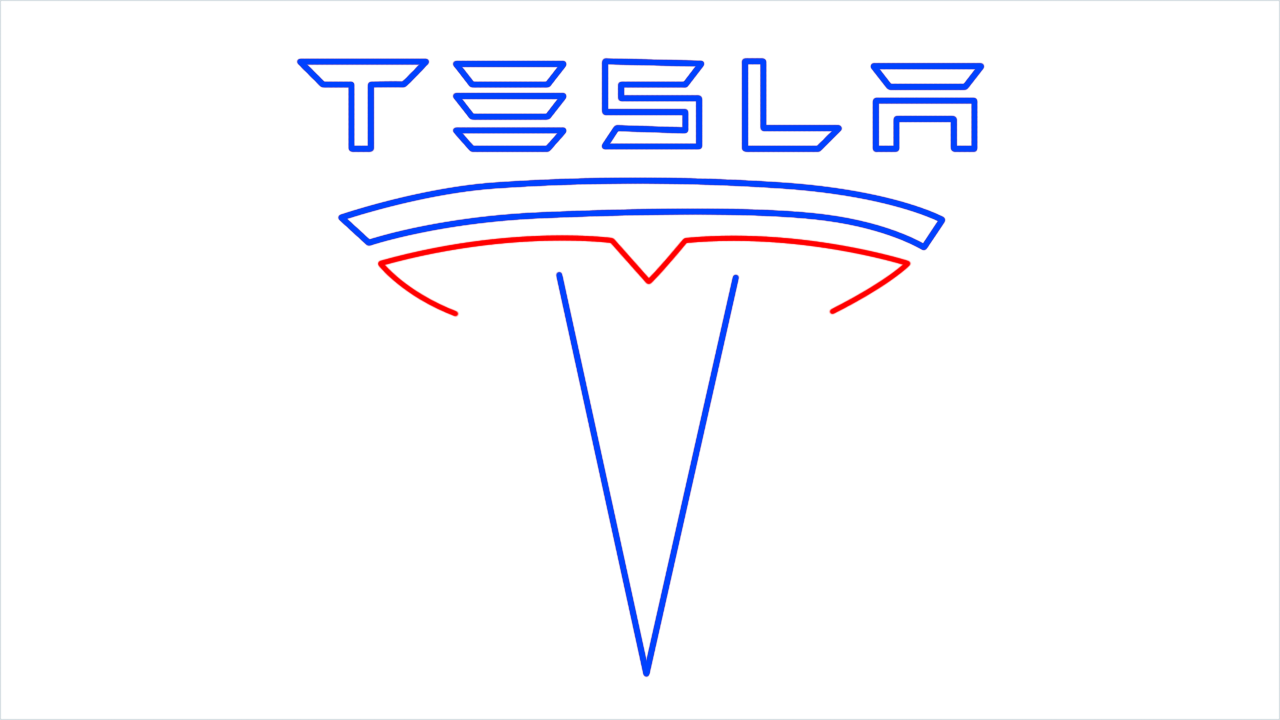 How to draw Tesla Logo step (8)