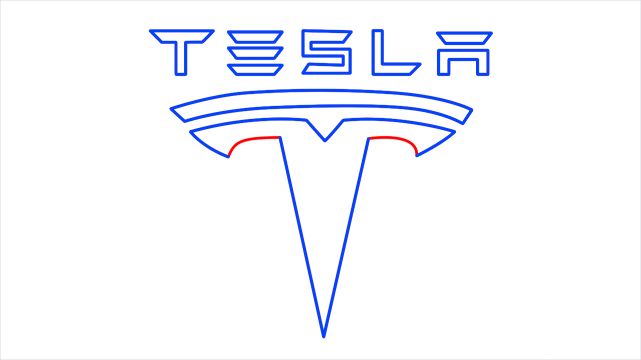 How to draw Tesla Logo step (9)