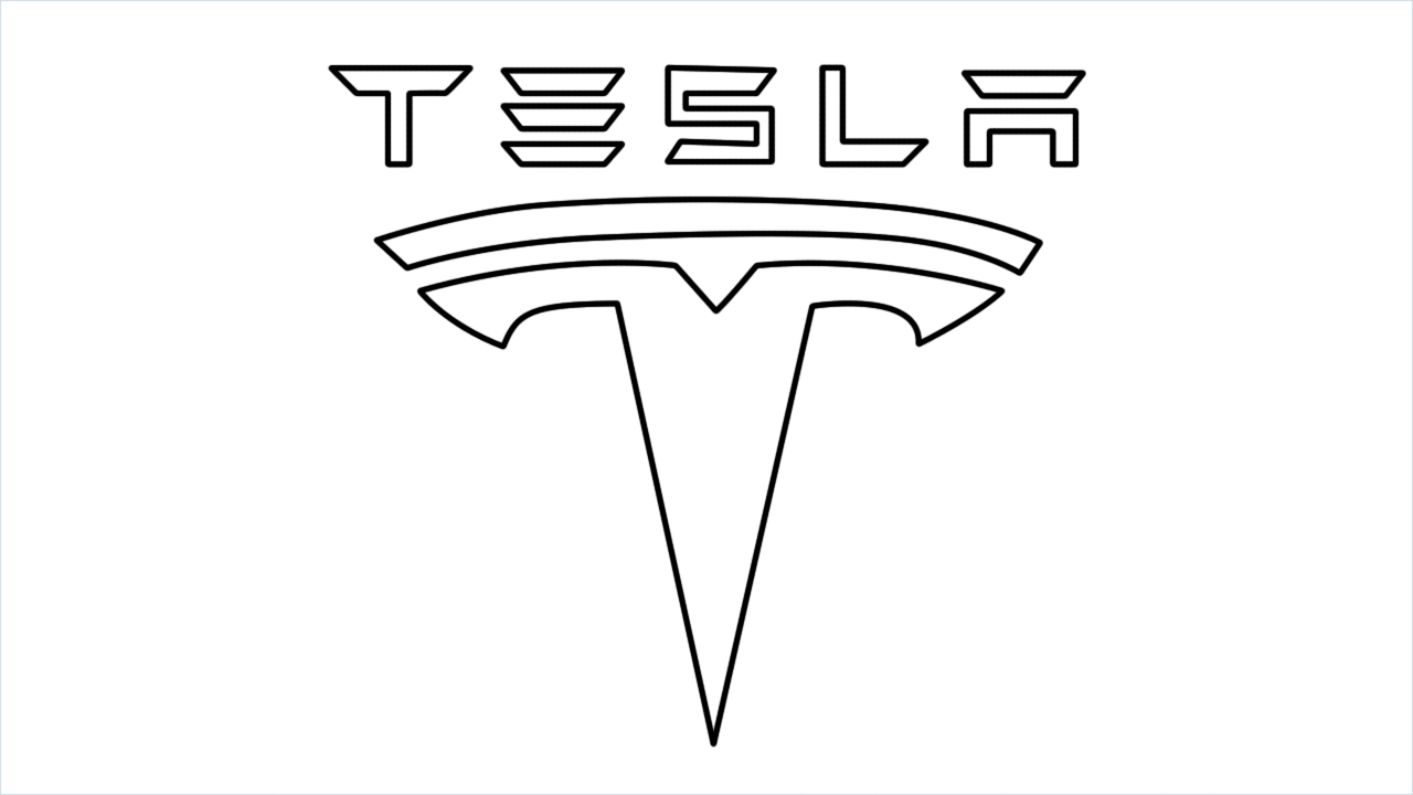 How to draw Tesla Logo step by step for beginners