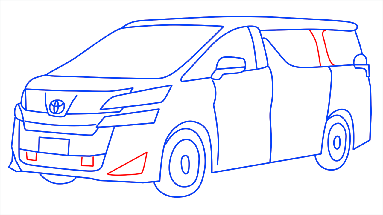 How to draw Toyota Vellfire step (14)