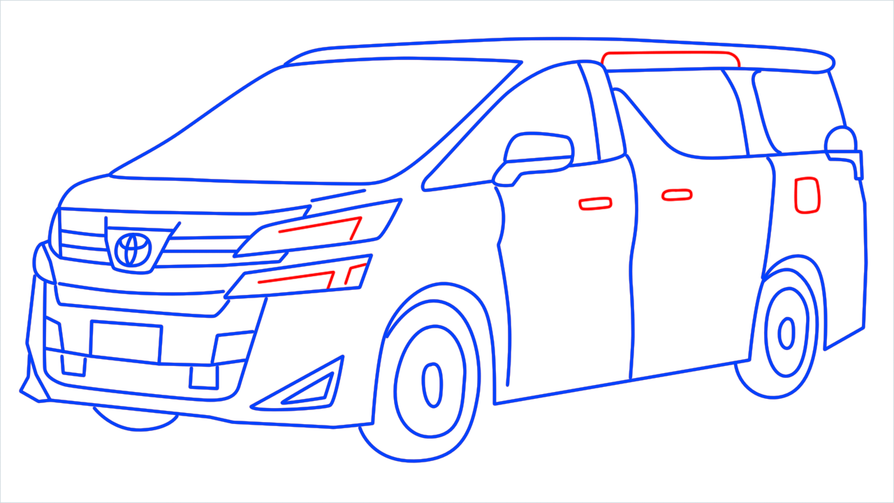 How to draw Toyota Vellfire step (16)