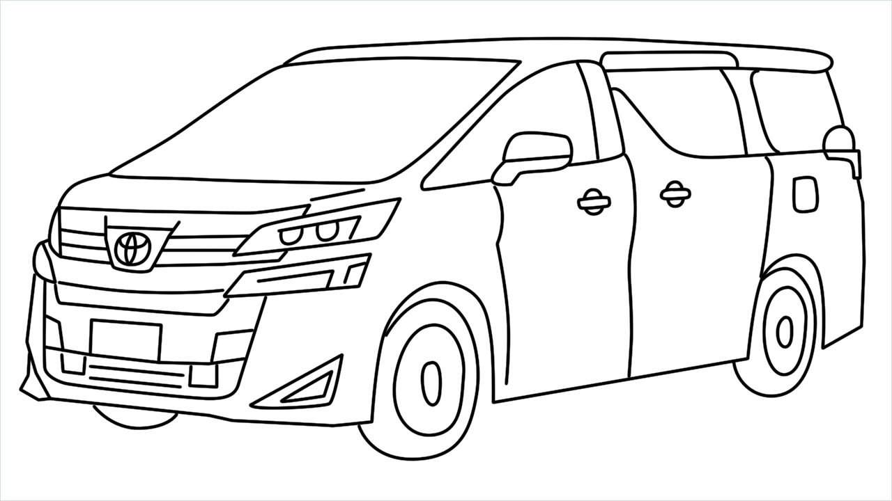 How to draw Toyota Vellfire step by step for beginners