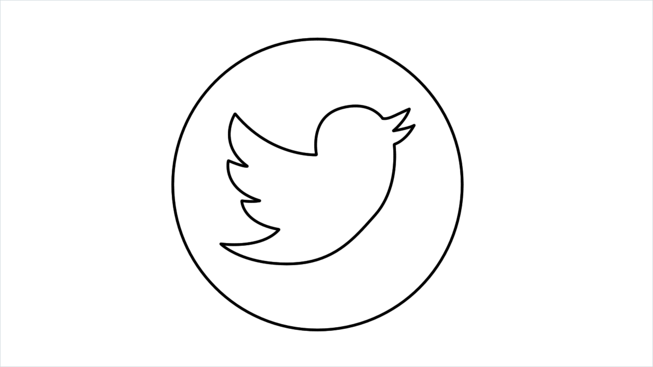 How to draw Twitter Logo step by step for beginners