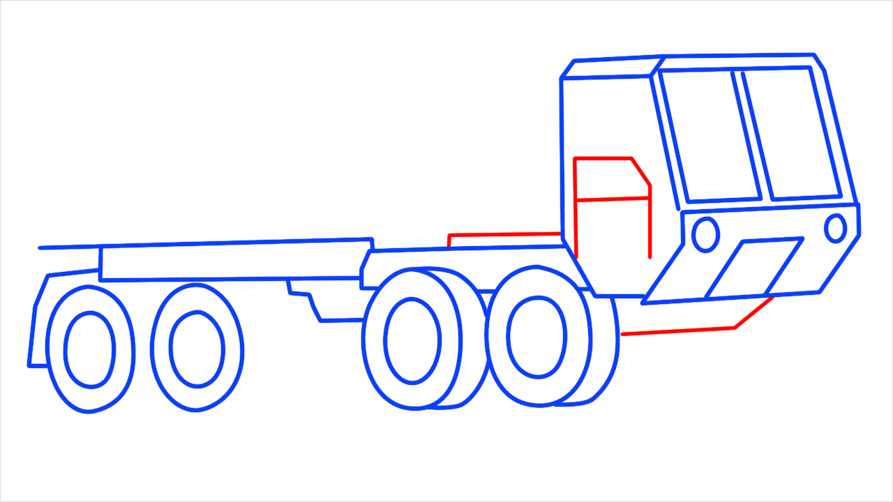 How to draw US army truck step (10)