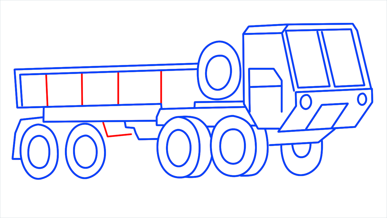 How to draw US army truck step (13)