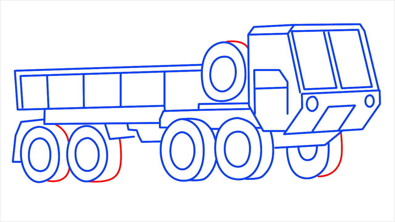 How to draw US army truck step (14)