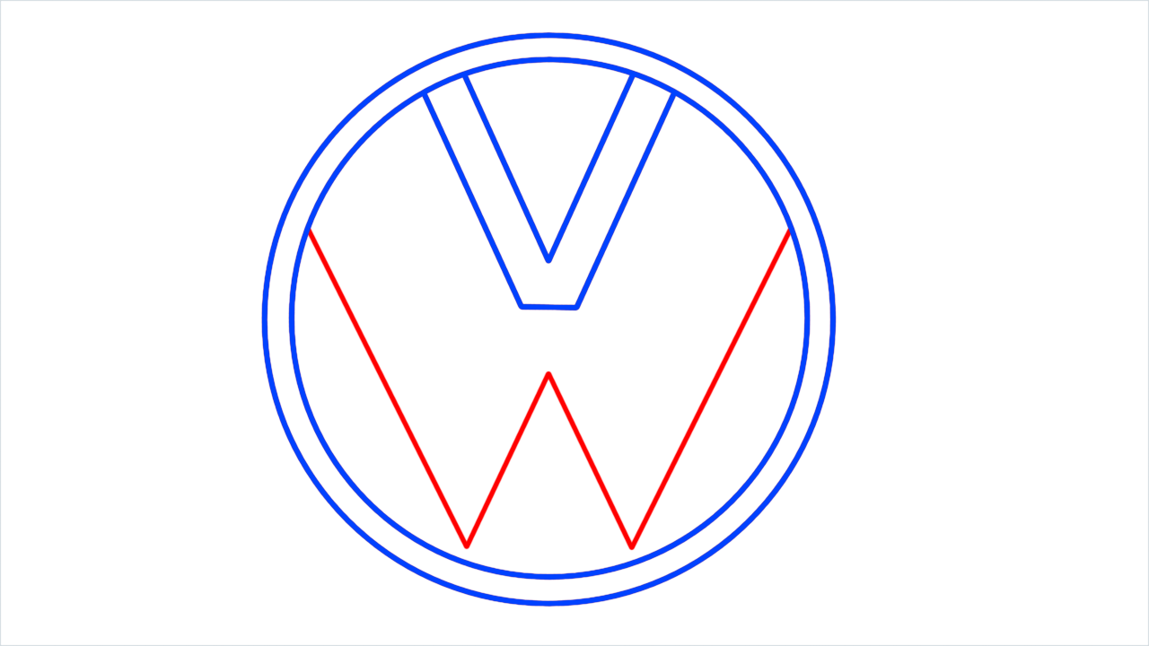 How to draw Volkswagen Logo step (5)