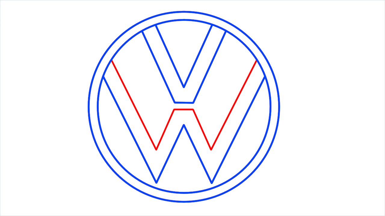 How to draw Volkswagen Logo step (6)