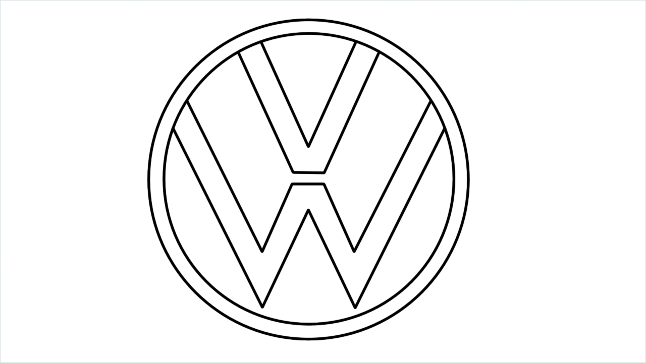How to draw Volkswagen Logo step by step for beginners