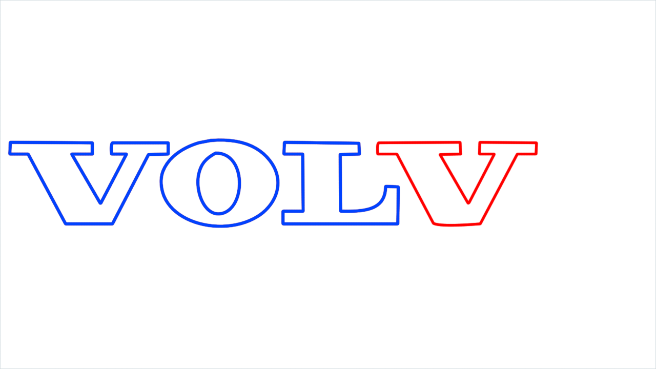 How to draw Volvo Logo step (4)