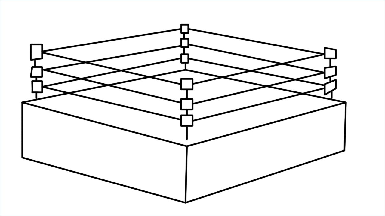 How to draw WWE ring step by step for beginners