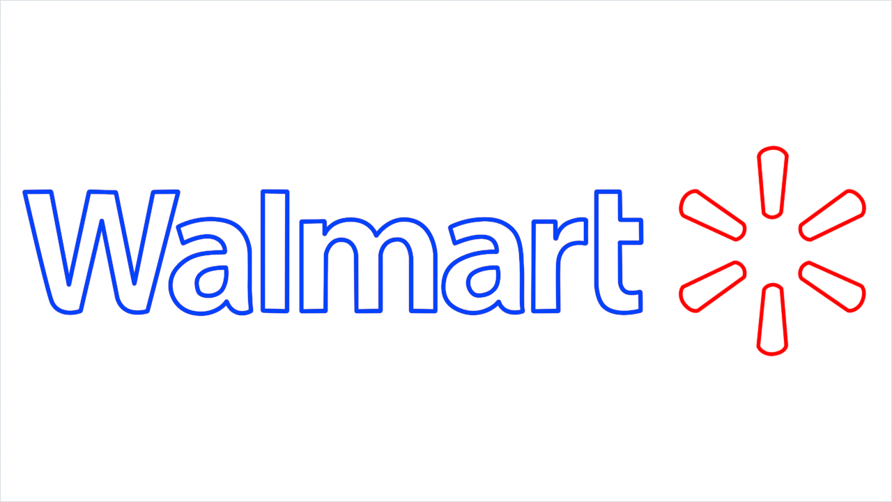 How to draw Walmart step (8)