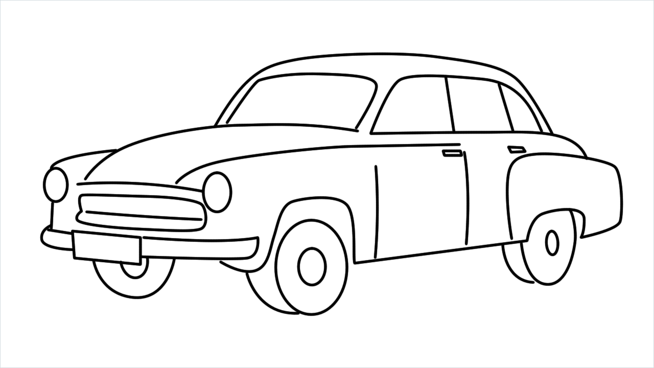 How to draw Wartburg 311 step by step for beginners