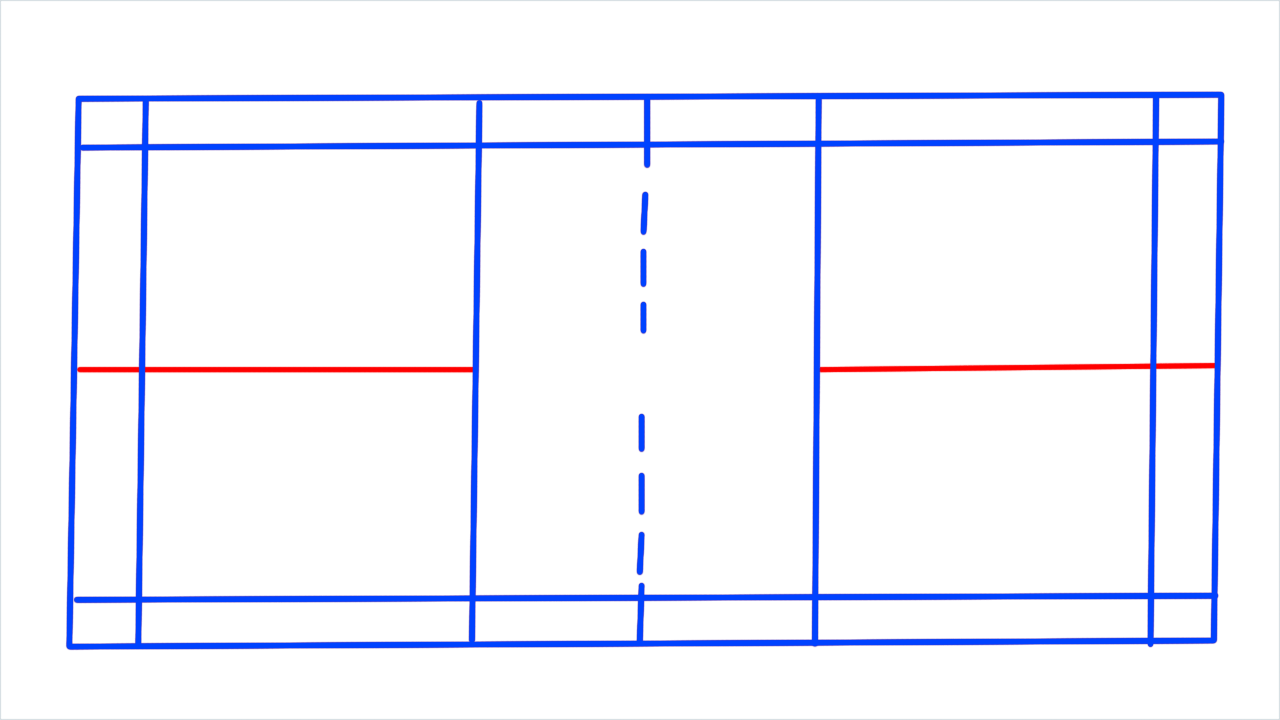 How to draw Badminton court step (7)