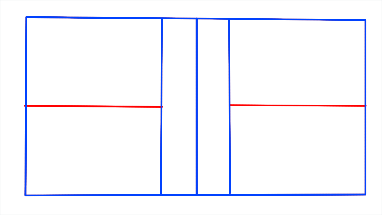 How to draw Ball badminton court step (5)