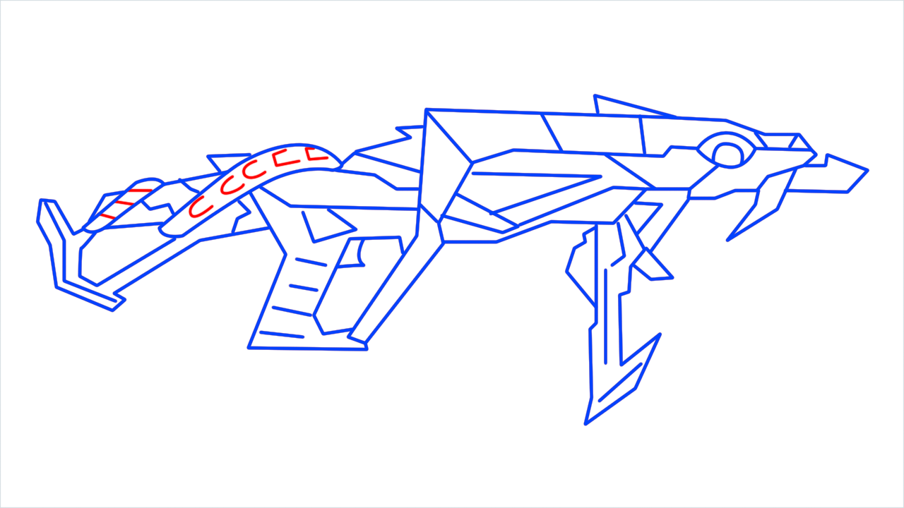 How to draw Cobra gun step (13)